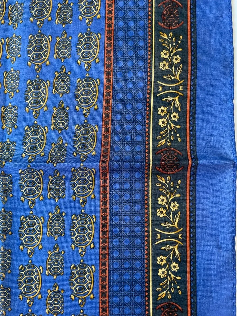Christian Dior Vintage Cotton Scarf | NWT | Turtle Print | Rolled Hem